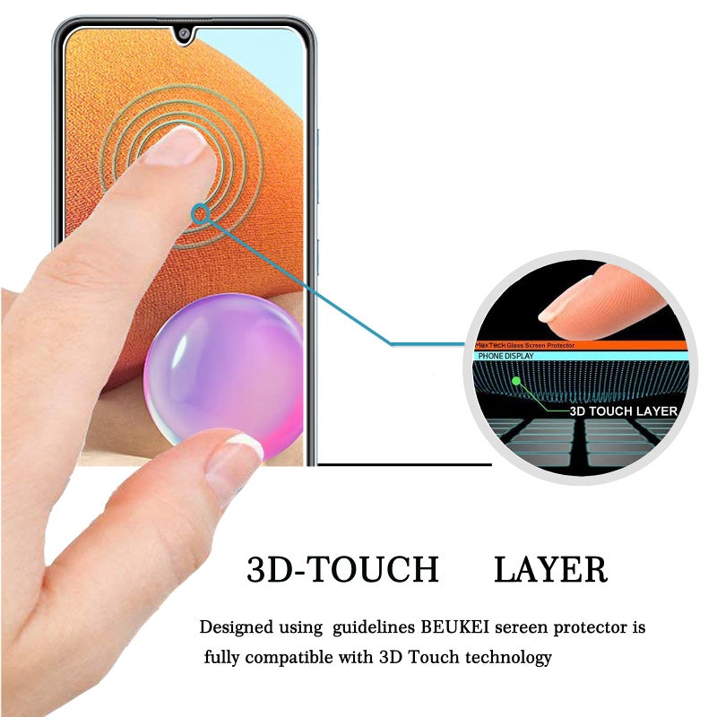 beukei (3 Pack) Compatible for Samsung Galaxy A32 4G / A22 4G / A31 Screen Protector Tempered Glass, 9H Hardness, 6.4 inch Anti Scratch, Bubble Free - Image 3
